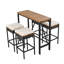 Table d'extérieur en bois et huit tabourets avec pieds antidérapants et conception pliable
