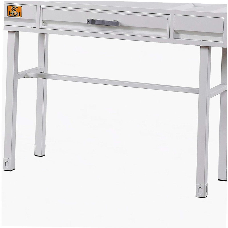 Bureau d'écriture blanc avec 1 tiroir, Blanc
