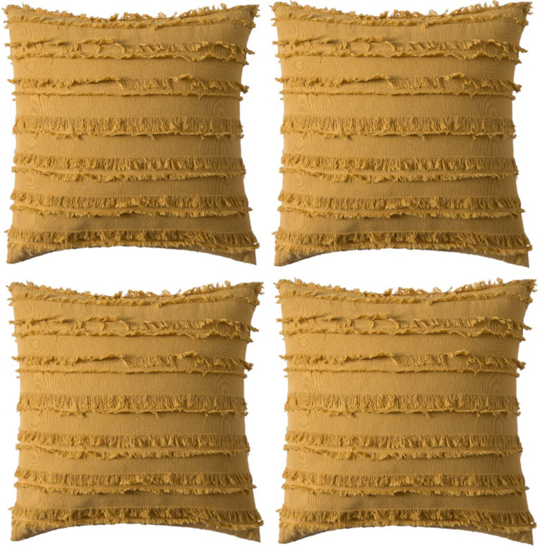 Solid Colour Cotton Blend Reversible Pillow Cover, 18" x 18", Yellow