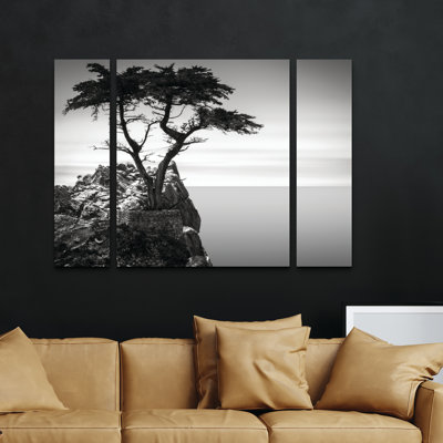 3 Panel Wall Art Set - Dave Macvicar 'The Lone Cypress' Canvas Wall Art for Living Room, Bedroom, or Office Decor by 