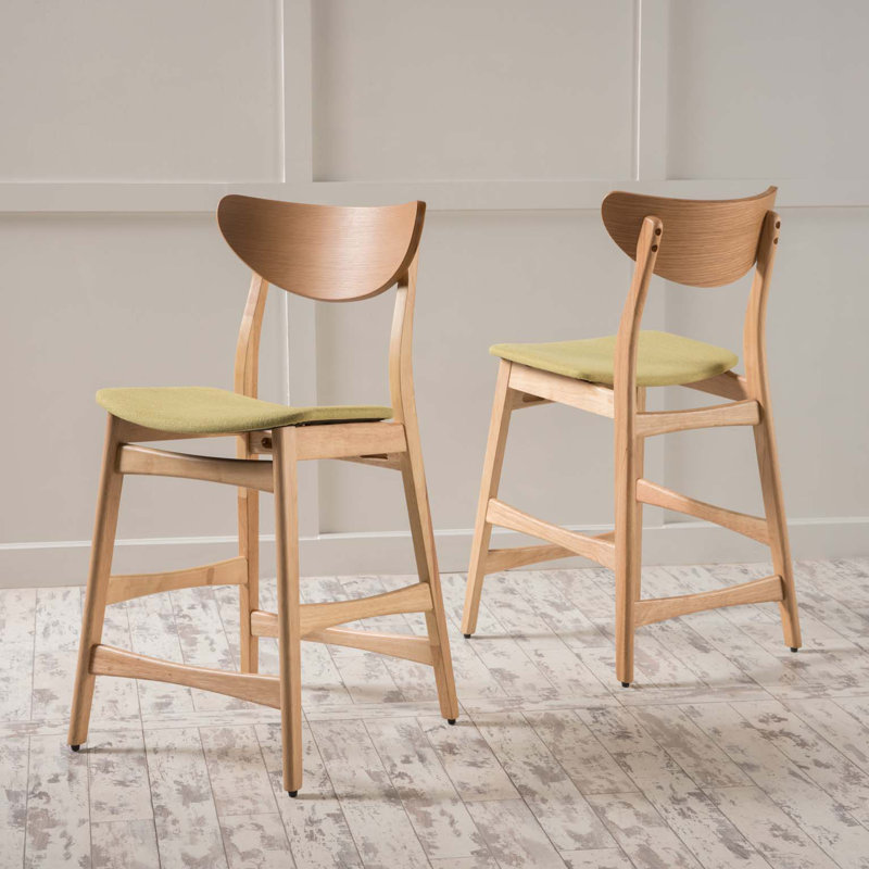 Tabouret de bar de style scandinave - grain de bois naturel, coussin confortable, ensemble de 2