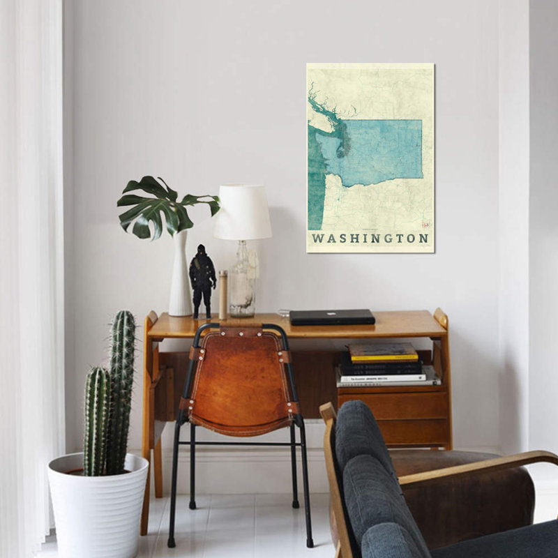 «Washington Map», impression sur toile, H 60 po x l 40po x P 1,5 po, Toile tendue, Pas de tapis