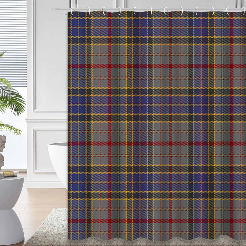 Rideau de douche gris, rouge, bleu, tartan et écossais avec 12 crochets, L 72 po x l 84 po
