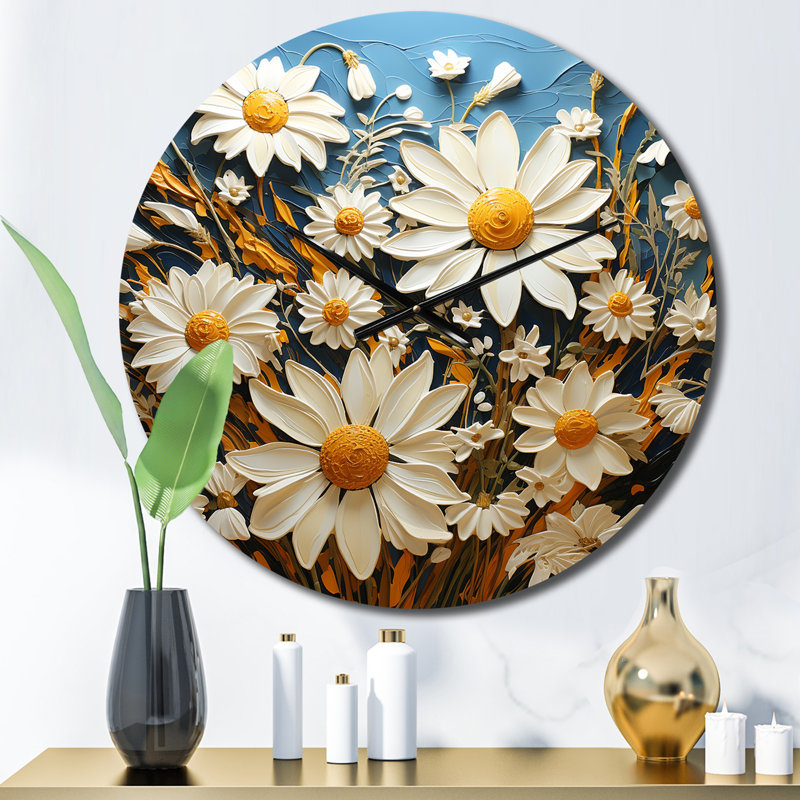 Horloge murale blanche et sarcelle Daisy Serenade IV, Très grand
