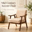 Chaise d'appoint Mid-Century moderne avec revêtement en microfibre et structure en bois massif, brun clair