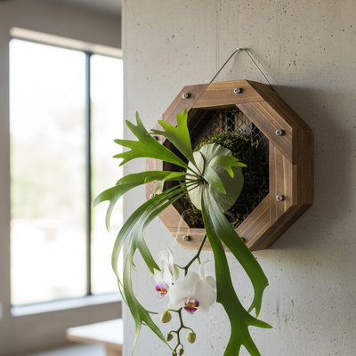 Staghorn Fern Mounting Kit - Wood Wall Planter for Orchids,8.18inch