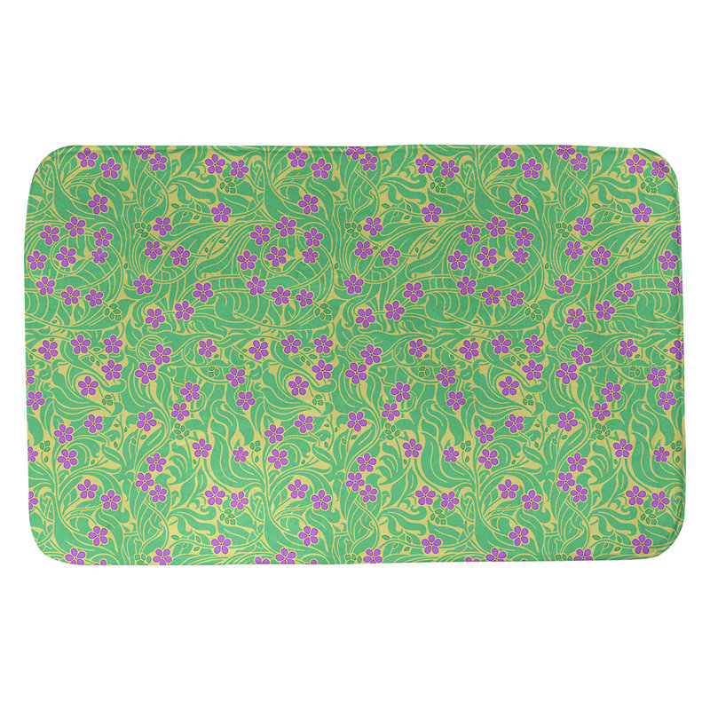 Tapis pour salle de bain florale à tourbillons katelyn elizabeth Avicia, l 17 po x L 24 po, Jaune, vert et mauve