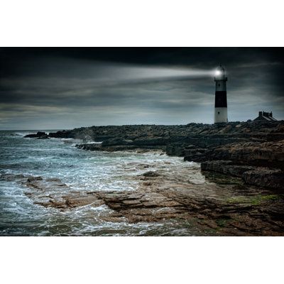 Lighthouse At Stormy Irish Coast - Wrapped Canvas Print