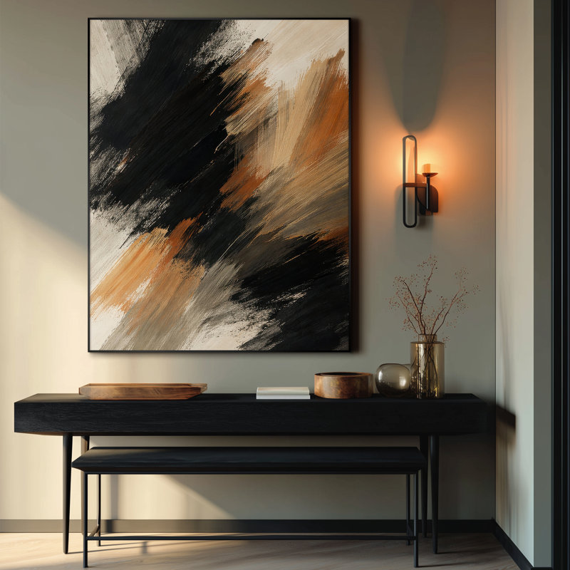 Art mural moderne beige moderne pour le salon ou la chambre à coucher - «Assemblage requis (cadre non fini)»