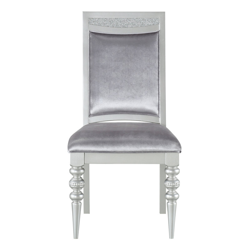 Ensemble de 2 chaises d'appoint rembourrées grises et platine