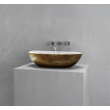 Vast Studio Vessel Sink – Oval Countertop Basin with Smooth Interior, Metallic Luxury Finish & Modern Spa-Inspired Sculpted Design