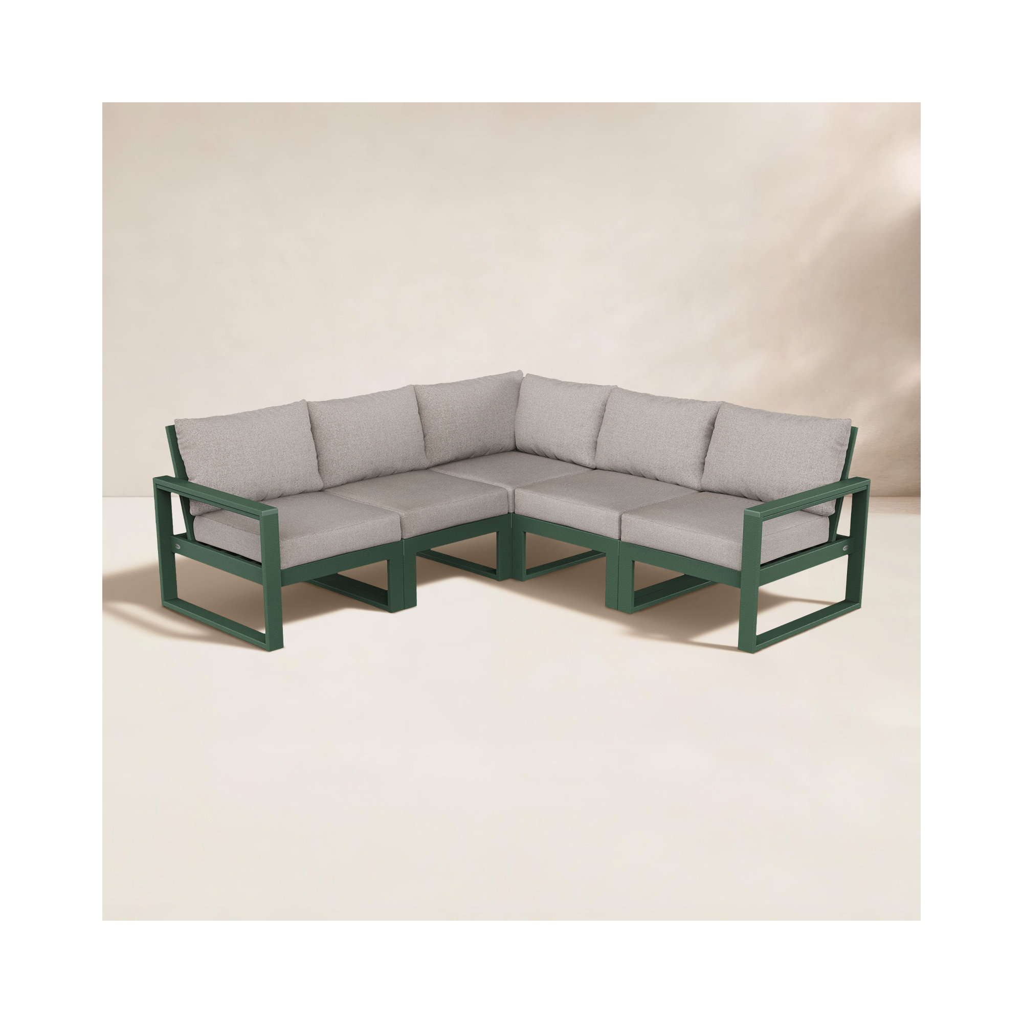 EDGE 5 - Person Seating Group with Cushions, Weathered Tweed, Green