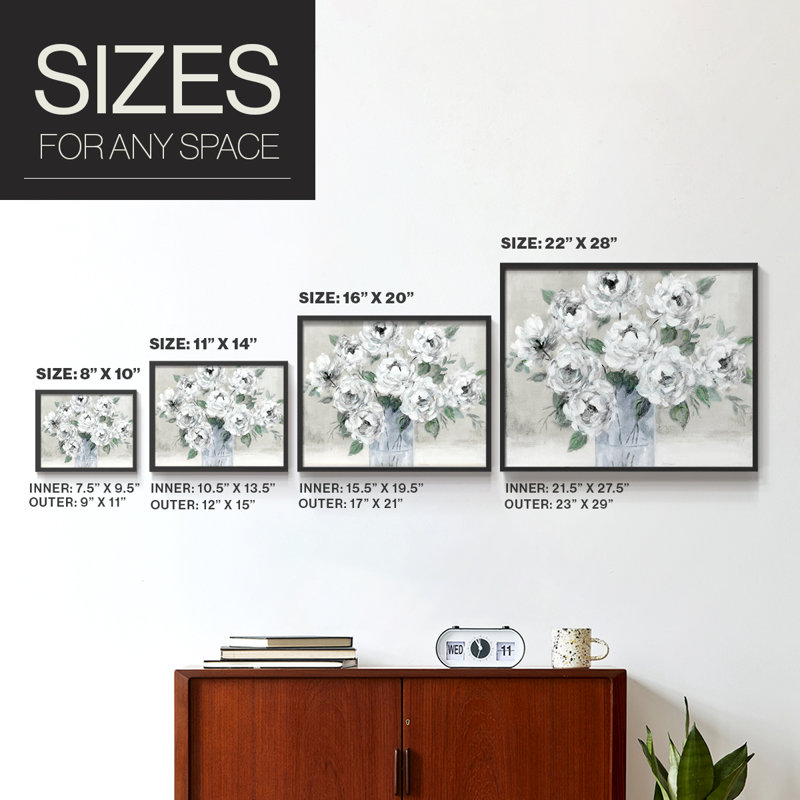Tender White Roses -Framed Print - Restickable, H 8 po x l 10 po, Noir, noir, noir, noir