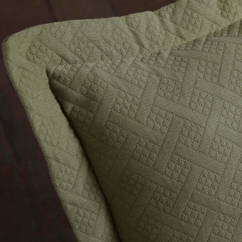 Ensemble de couvre-lit matelassé en coton Thek Nile Mills, Couvre-lit pour très grand lit + 2 taies décorat, Sauge