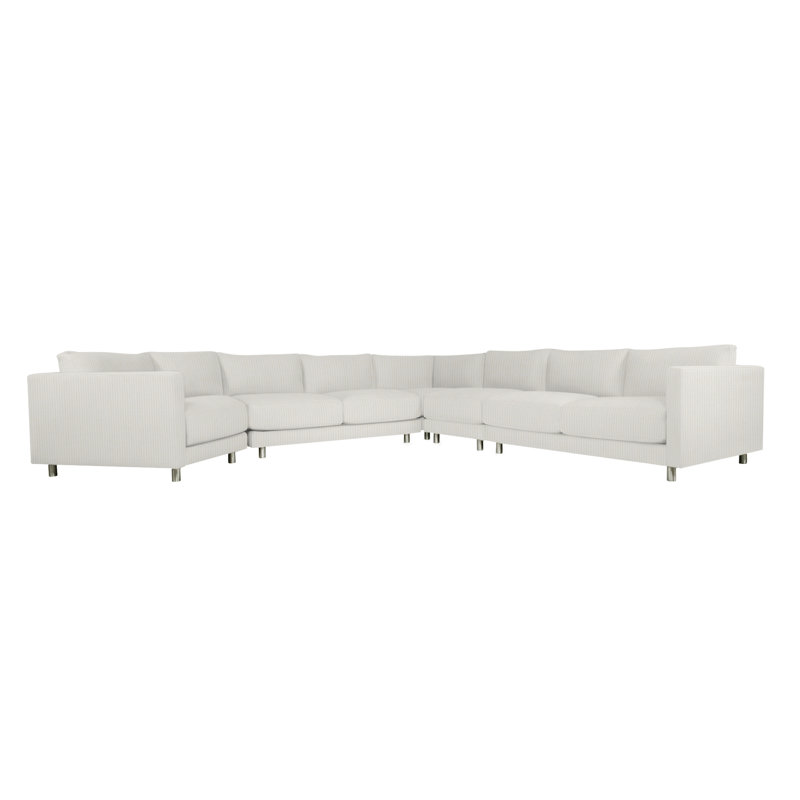 Avanni Patio Sectional with Sunbrella Cushions, Silver, Cream Outdoor Poly 6070-002