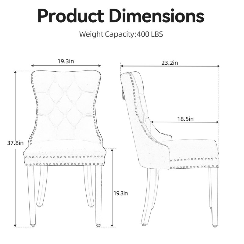 Upholstered Dining Chairs.Tufted Back Design With Stainless Steel Leg, 6, Gold, Black