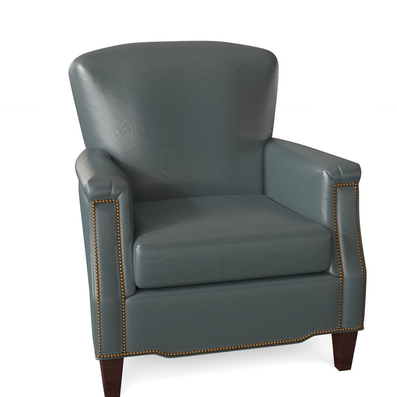 Vincent Armchair, Mahogany, French Natural, Empyrean Tweed Genuine Leather