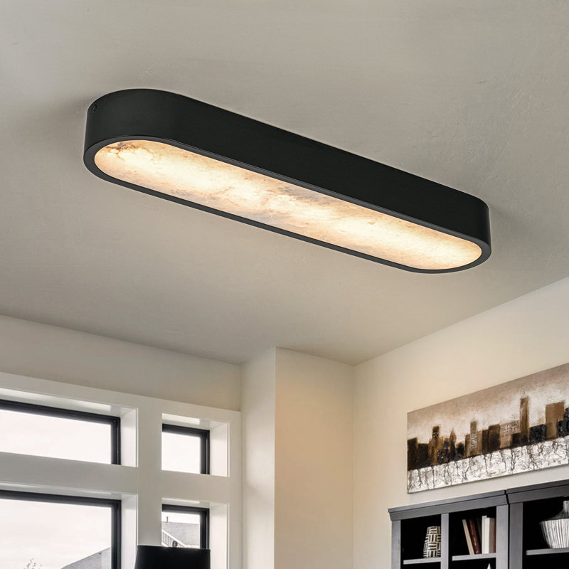 1 - Light Alabaster Led Flush Mount, Satin Black