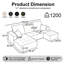 Canapé d'angle modulaire compressé en forme de U de 277 cm de large avec méridienne et pouf, 3 pièces, revêtement en velours côtelé, assise profonde, ressorts ensachés et 5 coussins pour salon, aucun assemblage requis, beige-1657819418-1657819421