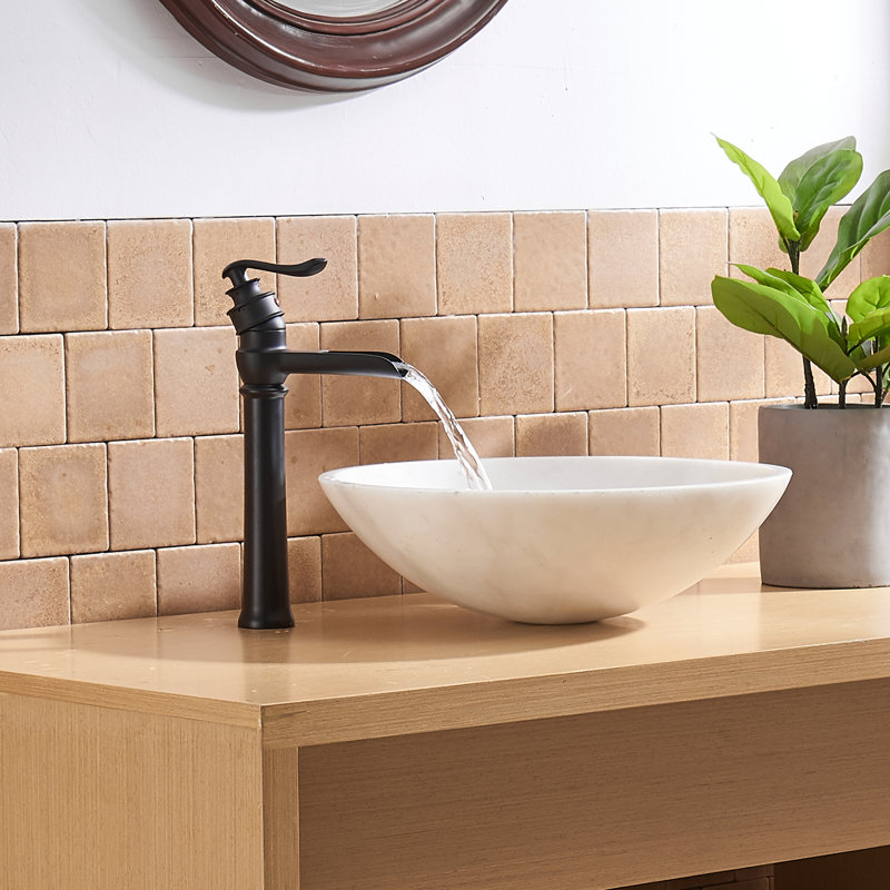 Waterfall Single Hole Single-Handle Vessel Bathroom Faucet, Matte Black