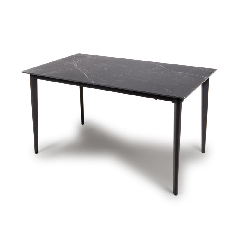 Buisan Stone Top Metal Base Dining Table, Black