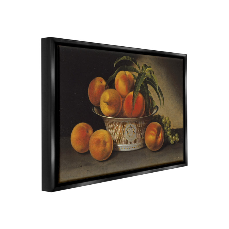 «Classic Peaches And Grapes» sur toile, H 25 po x l 31 po, Cadre flottant noir de jais