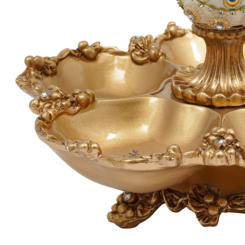 Organisateur de table robuste, capacité de 11,00 lb, panier de fruits or orné de diamants appliqués à la main, P 12,60 po