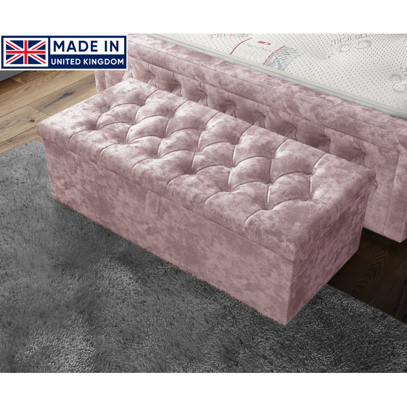 Hillhouse 102cm Wide Tufted Rectangle Ottoman Storage Box with Hydrolic Arm, Pink