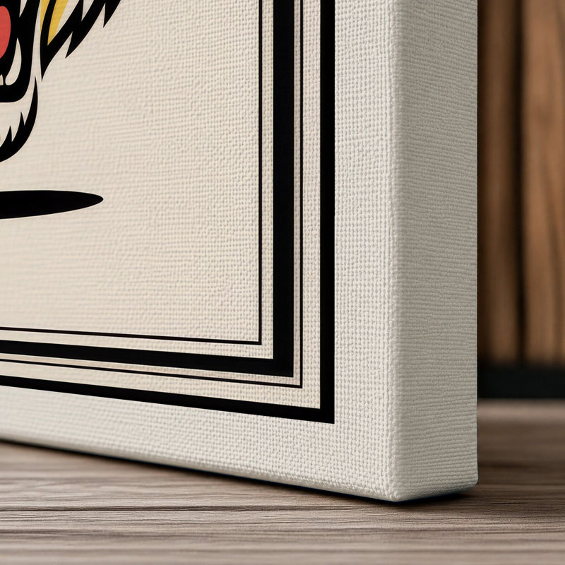 Fierce Tiger Graphic Art - Wrapped Canvas, 30x20 - 76.2 x 50.8 cm, Cream Border