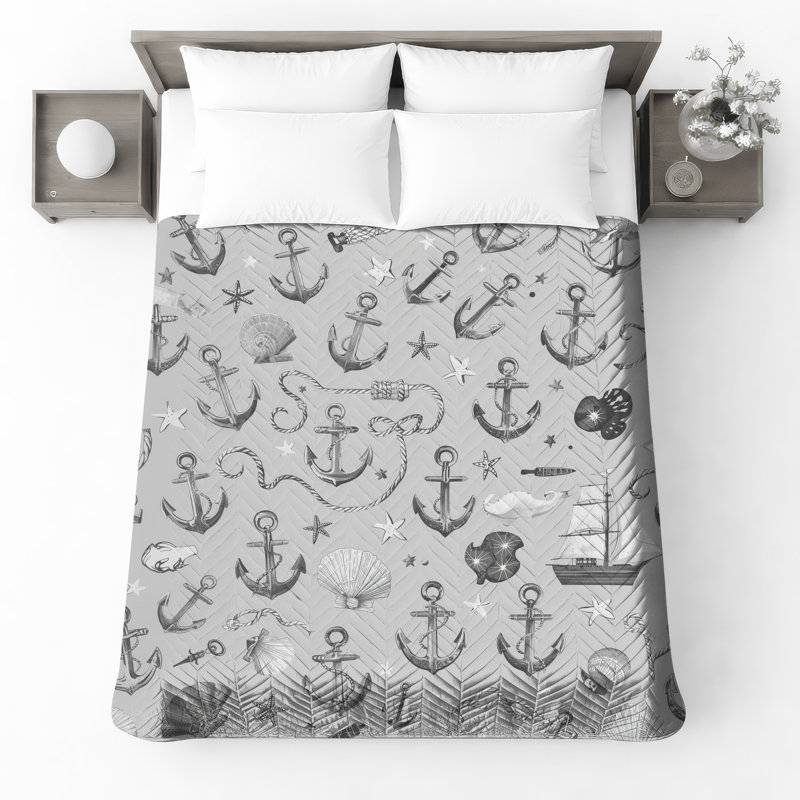 Couvre-lit matelassé Nautical Anchor Shells, Double