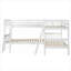 Lit simple superposé en forme de L en bois massif blanc classique pour 4 personnes, style Mission pour chambres familiales et soirées pyjama