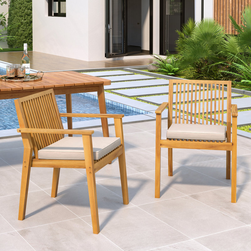 Acacia Wood Outdoor Chairs, Natural