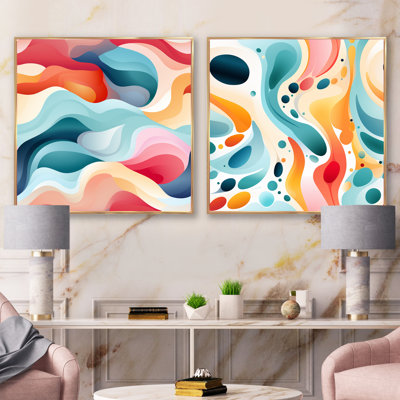 «Soft Color» multicolore, vague de neutralité abstraite - ensemble de collages carrés abstraits