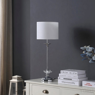 25.5" In Buffet Crystal Floral Chrome Metal Table Lamp