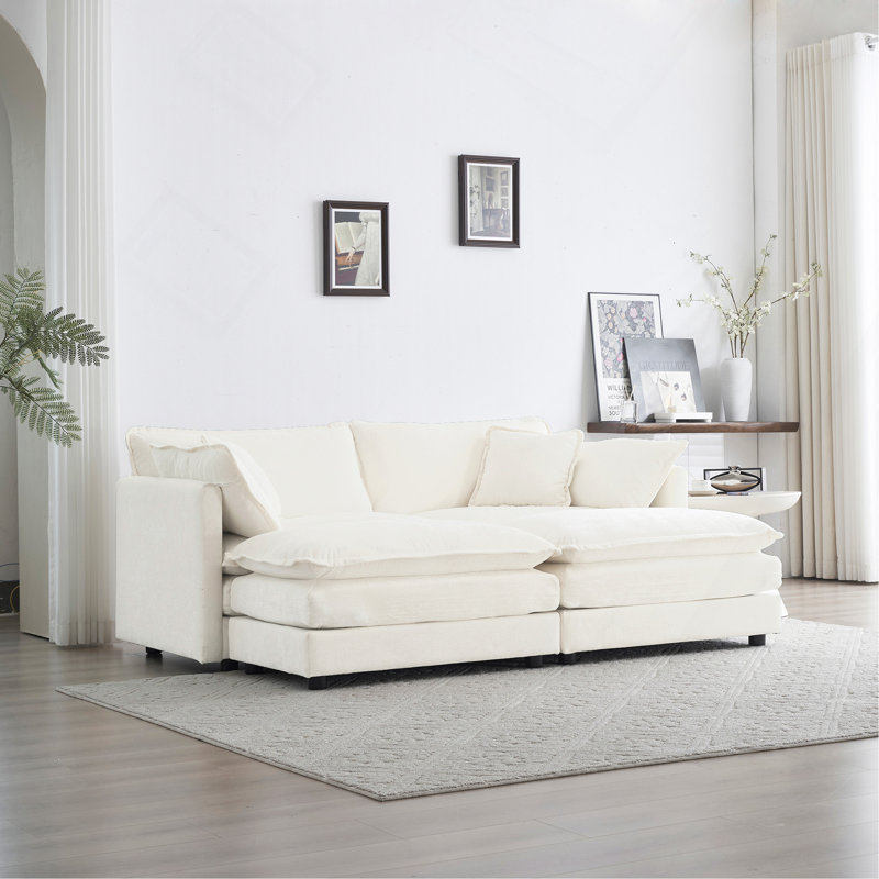 Canapé modulaire rembourré 4 pièces 4 pièces, Blanc