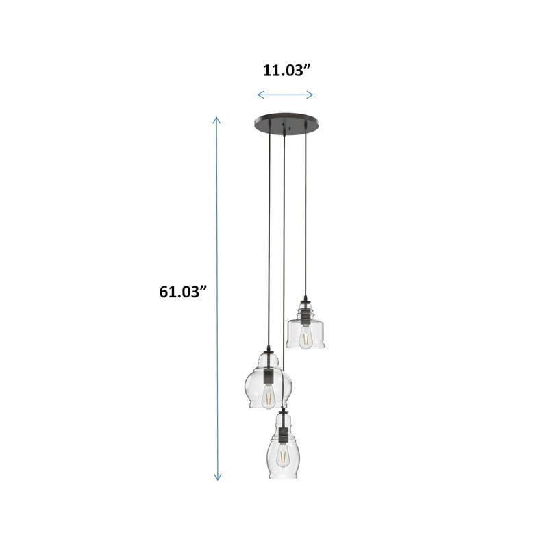 3 - Light Black Kitchen Island Pendant