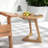 1 PCS Teak Wood Side Table Round Sofa End Table with Slatted Tabletop Nightstand