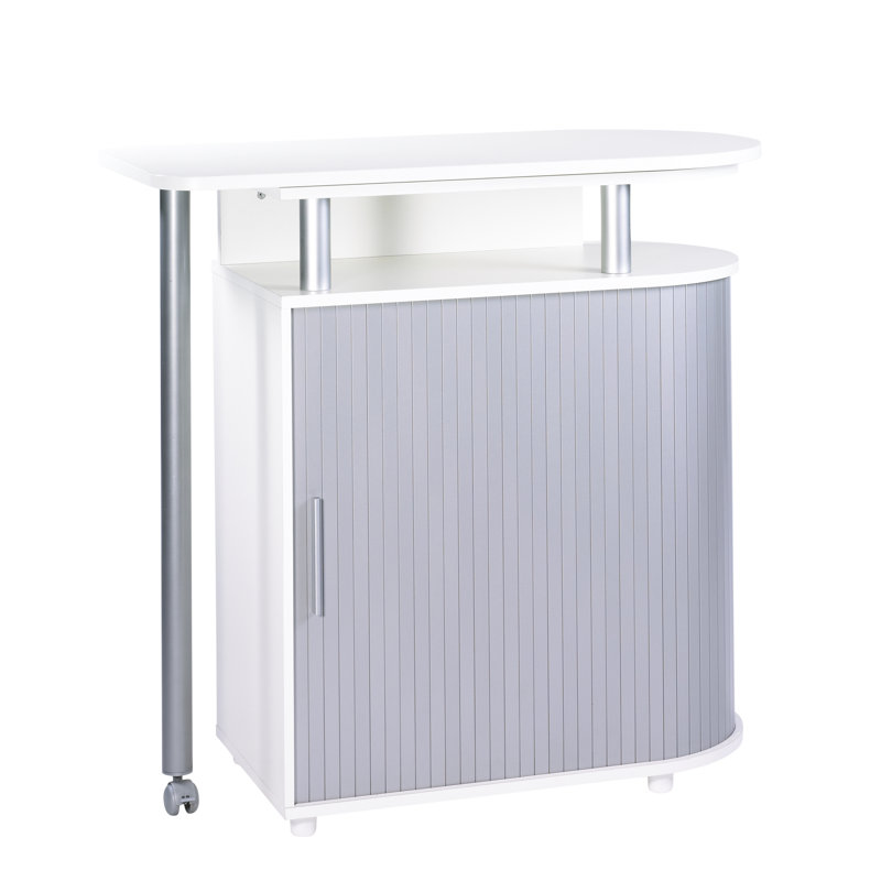 Asylbek Wood Kitchen Island, Aluminium