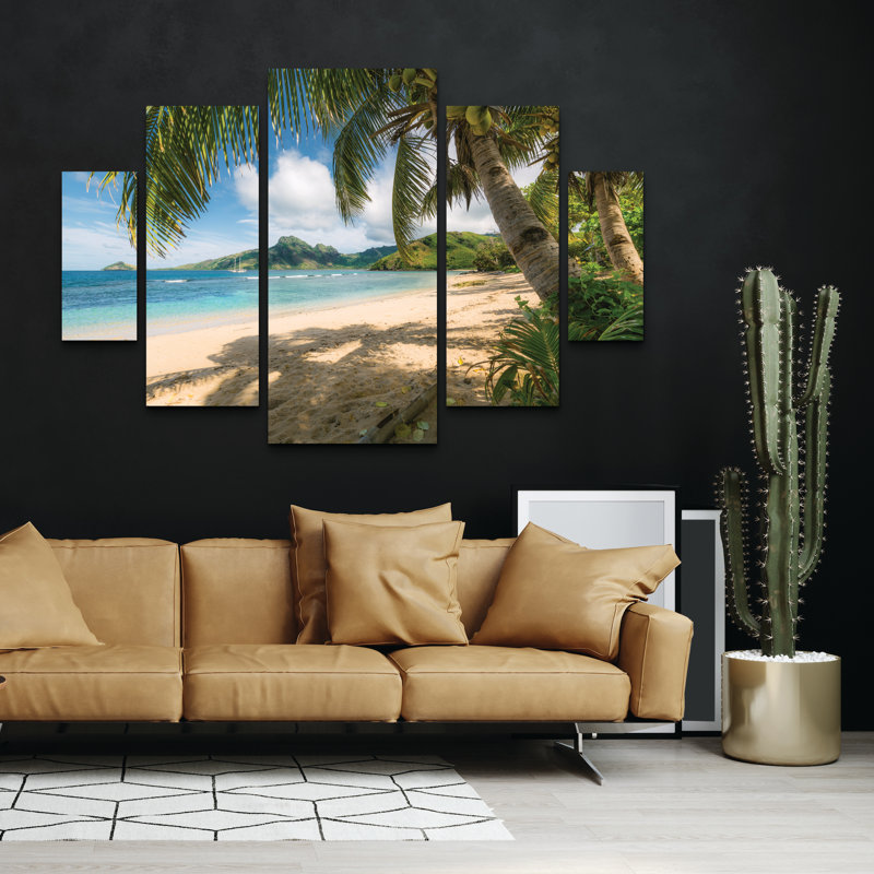 Ensemble de 5 panneaux muraux - Stefan Hefele «South Sea», art mural sur toile pour le salon, la chambre à coucher ou le bureau 