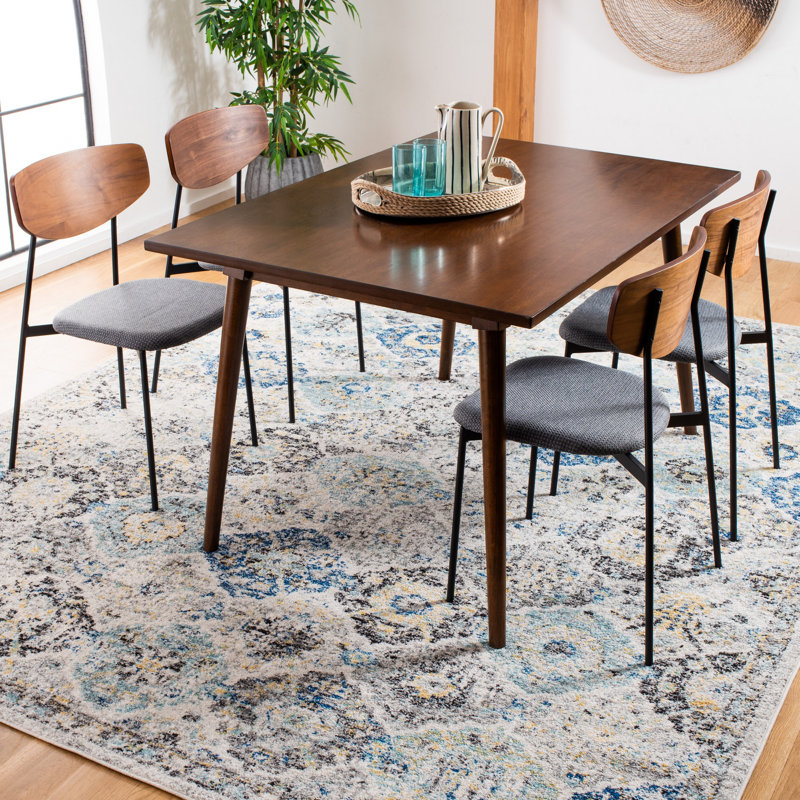 Felty Oriental Ivory/Aqua Area Rug, Rectangle 12' x 18'