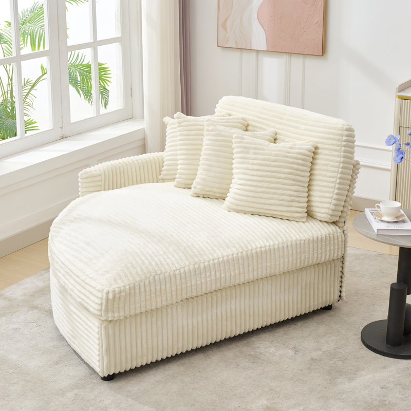 Chaise longue rembourrée avec coussin, Orienté à droite, Beige