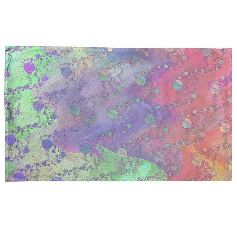 Serviette de thé à l’vedette de planètes Mcguigan, Sergé de coton, Mauve / Vert