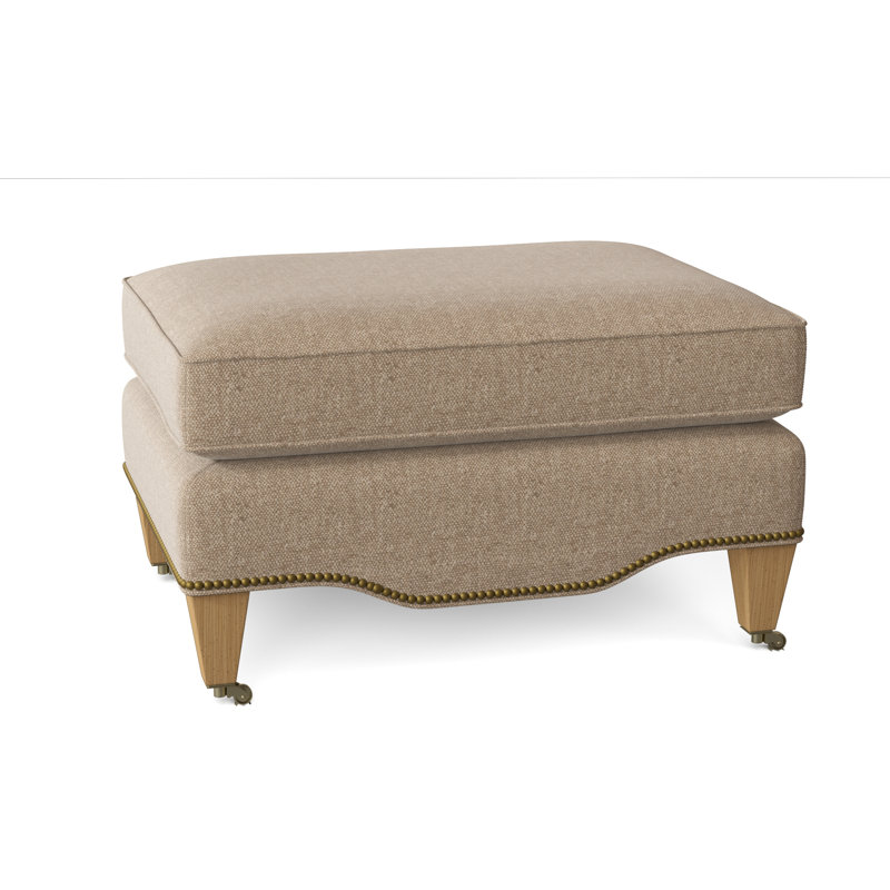 Gideon Ottoman, Venice Linen, Amber, Antique Brass Small