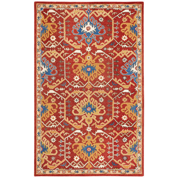 Birch Lane™ Goddard Handmade Wool Red/Yellow Rug & Reviews | Wayfair