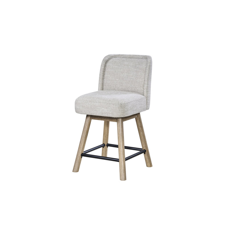 Lot de 2 tabourets de bar pivotants à hauteur de comptoir, fini chêne noueux anglais, grain naturel, surface lisse, convenant aux îlots de cuisine et aux comptoirs de bar, base en bois.