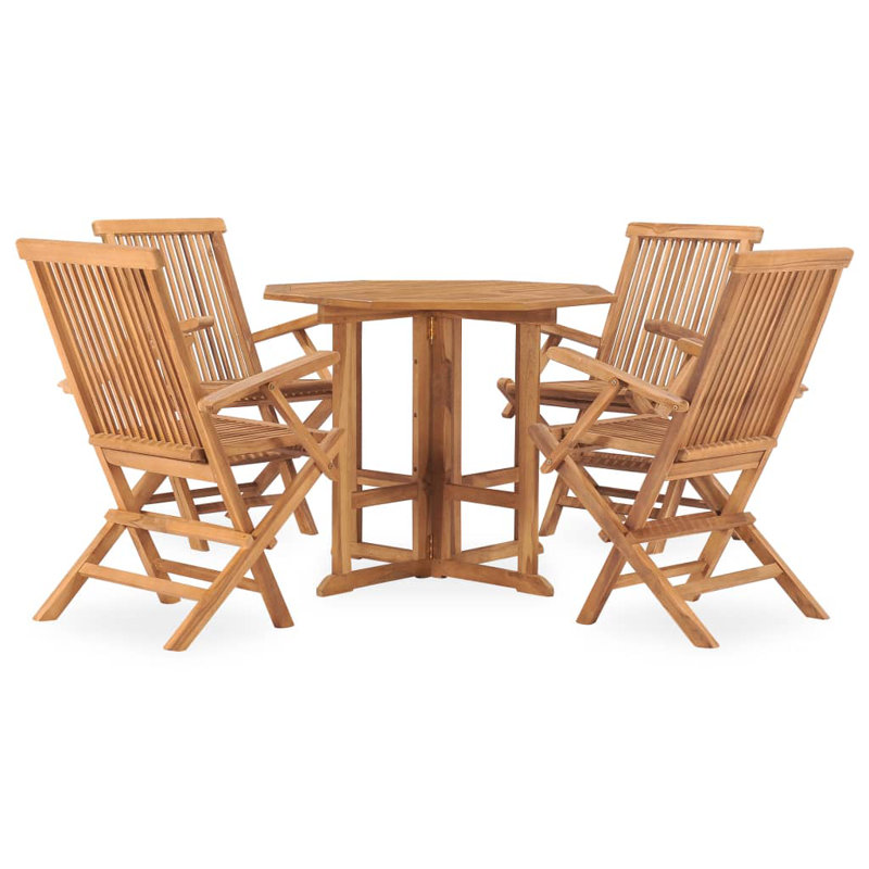 Octagonal 4 - Person Teak Dining Set, 35.43" L x 35.43" W x 29.13" H