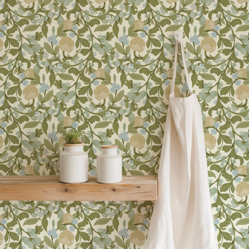 Budding Grove - Vintage Linen Floral Wallpaper