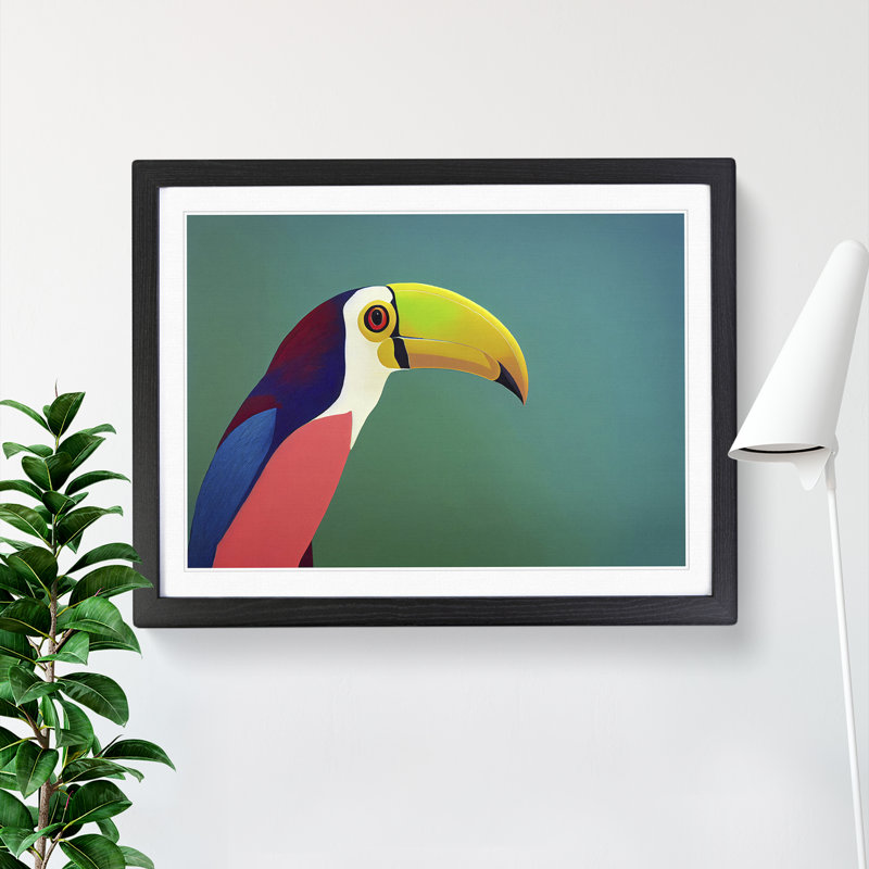 Toucan Bird Abstract Vol.2 1 Piece Single Picture Frame Painting, 34cm H x 46cm W x 2cm D, Black Framed