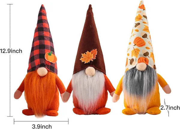 Figurine de poupée nain avec 3 citrouilles
