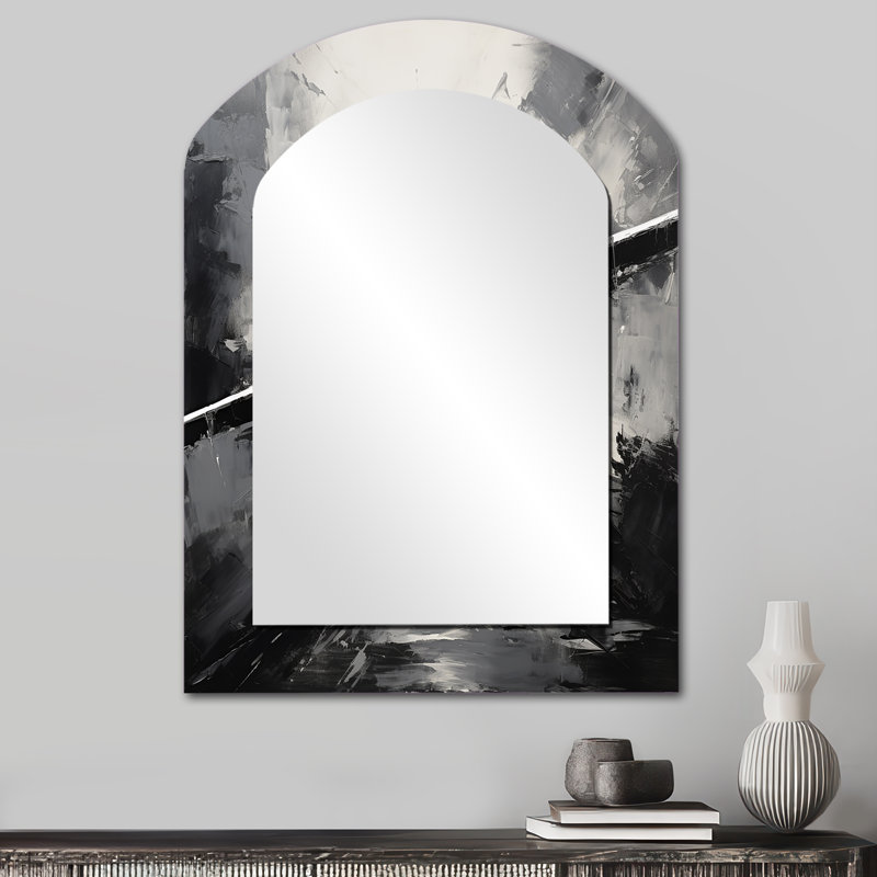 Monochromatique Avion Soaring II - grand miroir asymétrique plat, miroir mural décoratif arche moderne, impression d'art en métal